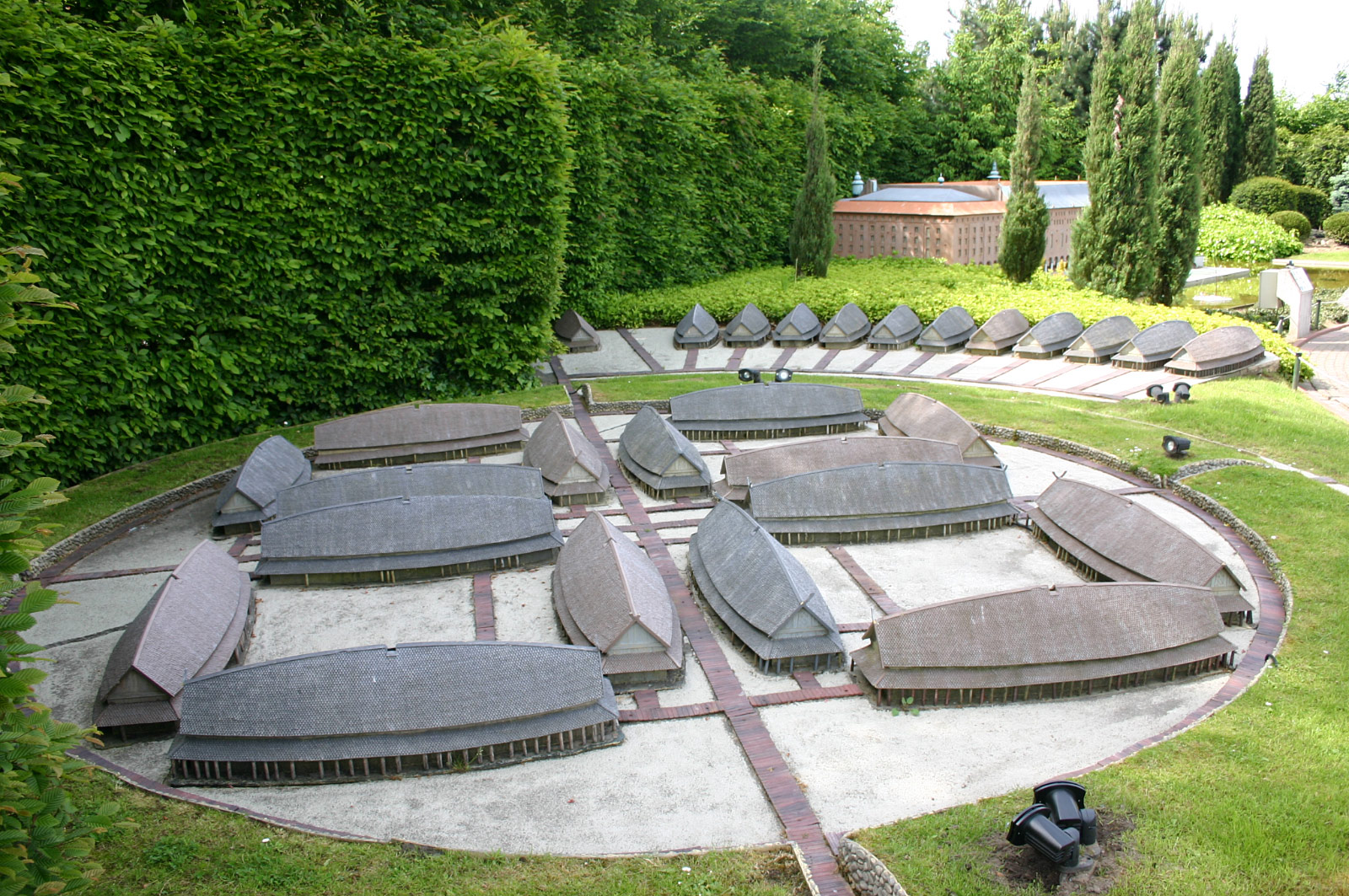 Model of ancient Viking camp Trelleborg, Denmark (Mini-Europe park, Brussels)
